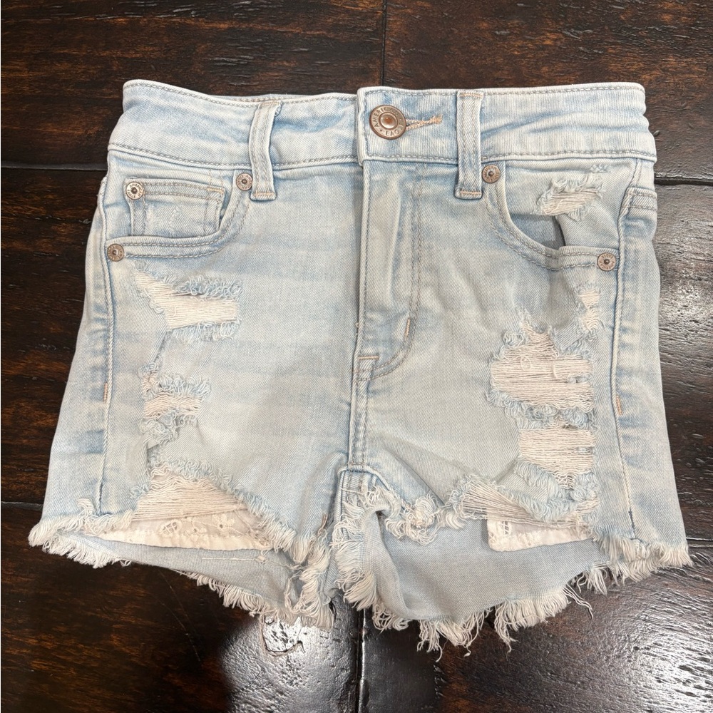American Eagle Outfitters Light Wash Distressed Jean Shorts